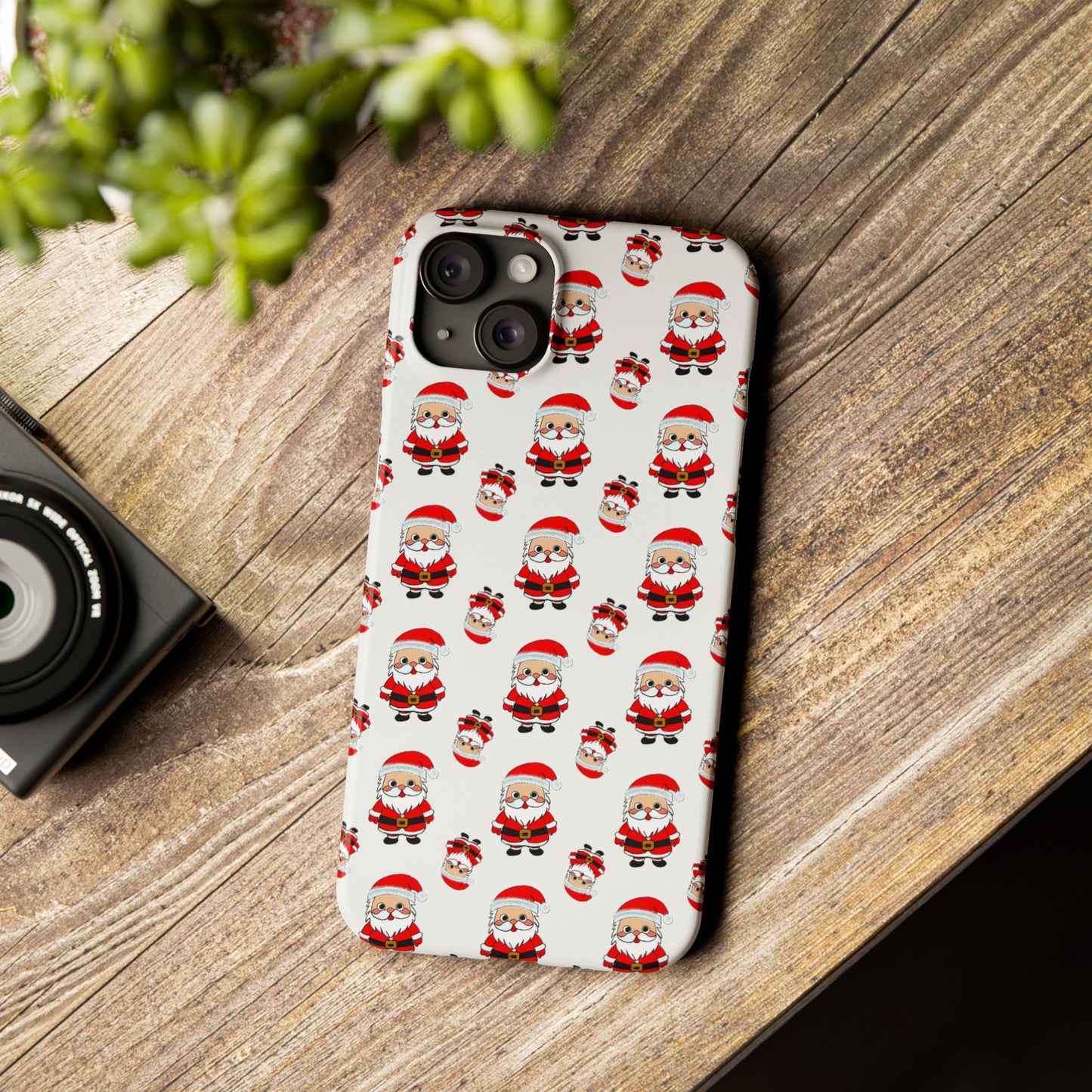 Slim Phone Cases - Cute Santa Cartoon, Festive Holiday Cellphone Covers, Christmas Santa Phone cover