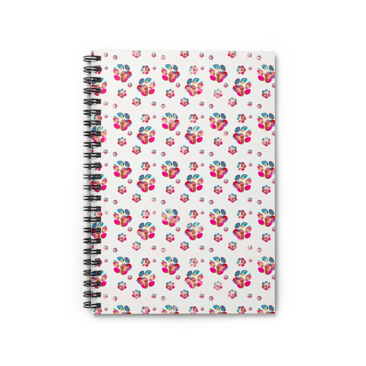 Tie-Dye Dog Paw Print Notebook, Spiral Journal, Cute Puppy Lover Gift, Ruled Line Notepad, Colorful Dog Mom Stationery, Pet Owner Planner