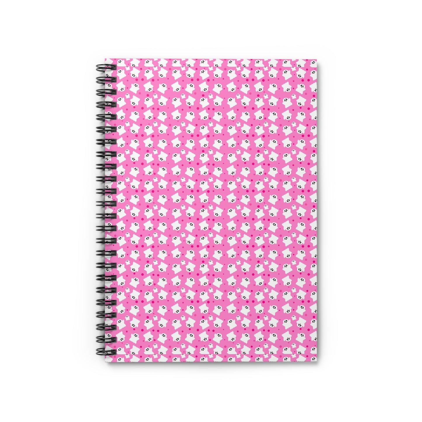 Cute Pink Ghost Spiral Notebook - Ruled Line, Journal, Notepad, Stationery, Back to School Supply