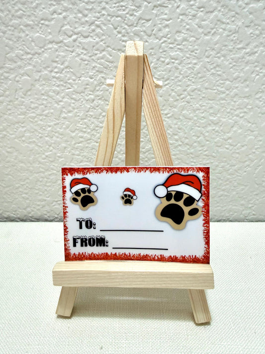 Santa Paws Christmas gift tags with sticker backing - pack of 6