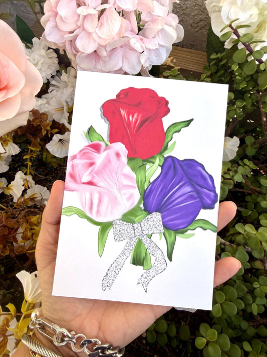 Rose bouquet print of original art- cardstock : perfect for gallery wall for home or office decor !