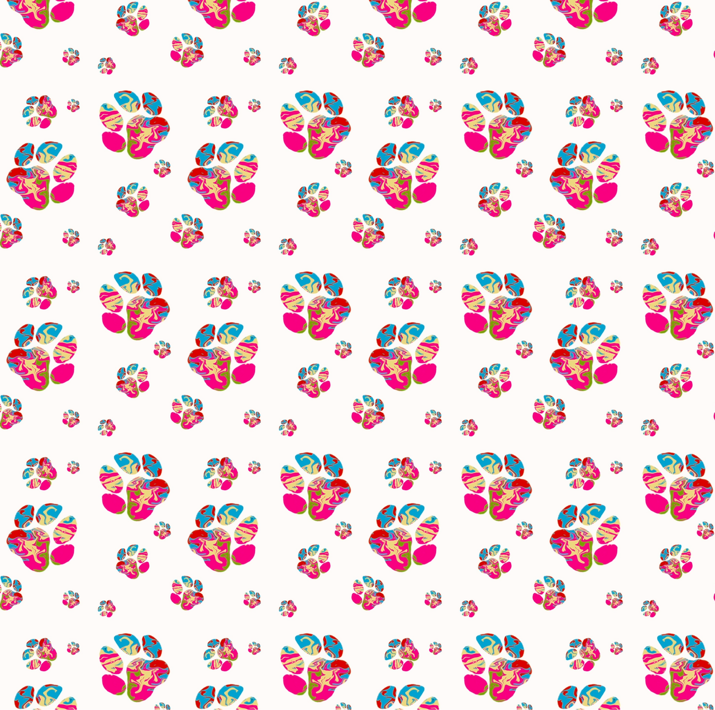 Tie Dye Puppy Paws Seamless Pattern - Digital Download