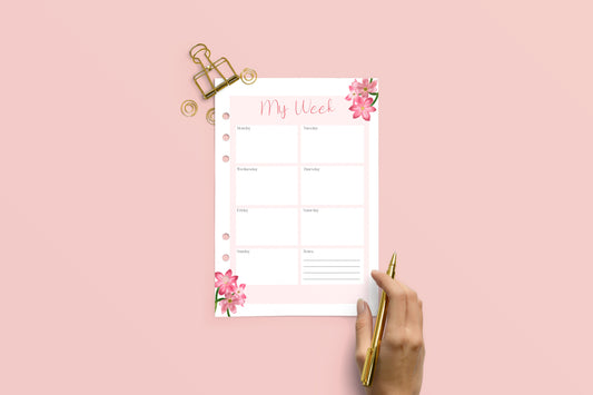 Crimson Flag Flower- 6 Hole Punched- A5 Planner Inserts - Pack of 40