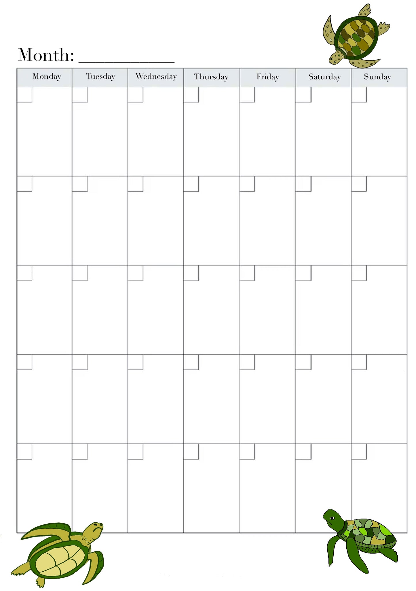 Turtle Planner Inserts – 72-Pack Blank / To-Do Pages / Undated Planner Pages | Cute Stationery