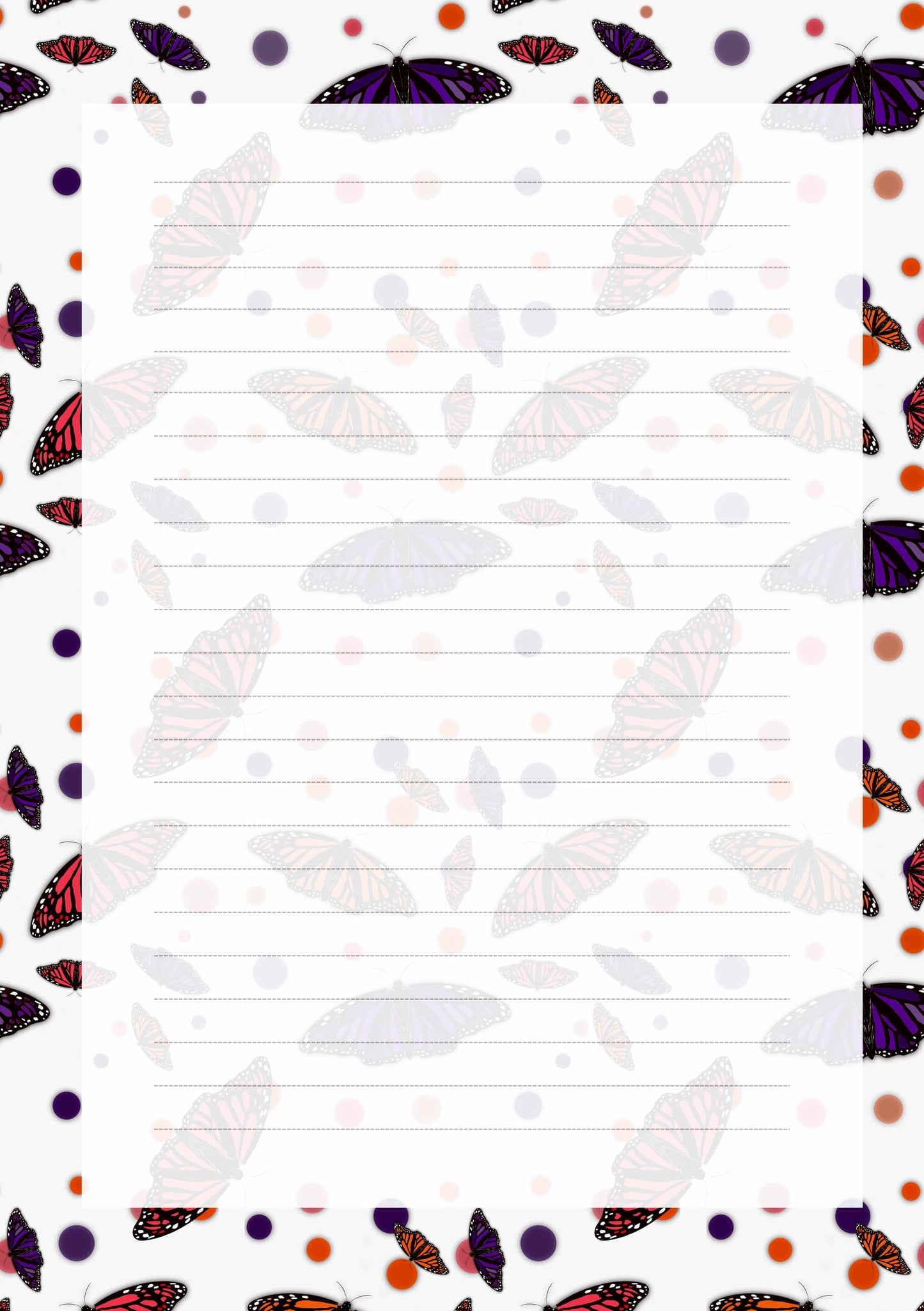 Butterfly- 6 Hole Punched- A5 Planner Inserts - Pack of 40