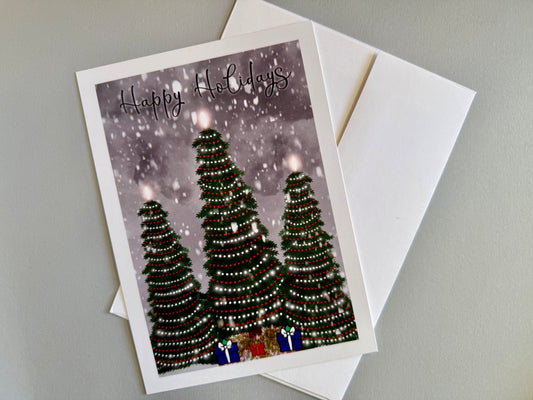 Happy Holidays - Tree Greeting Cards - Pack of 5 w/ Envelopes
