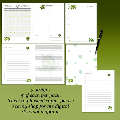 🐢 A5 Turtle Planner Inserts – 6-Hole | 35-Page Bundle | Double-Sided
