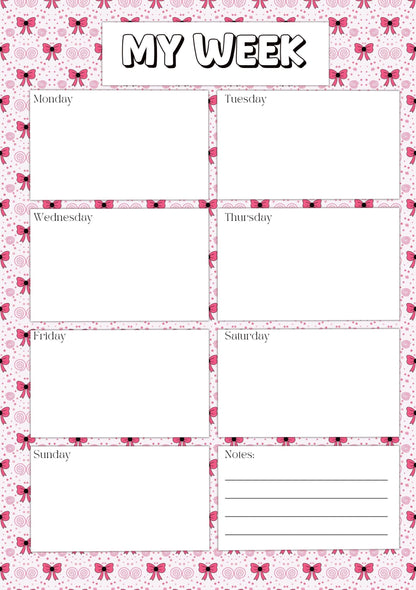 Pink Bow Planner Inserts – 50-Pack Blank / To-Do Pages  / Undated Planner Pages | Cute Stationery
