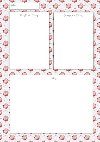 Seashells A5 Planner/ Notepad Inserts - pack of 25