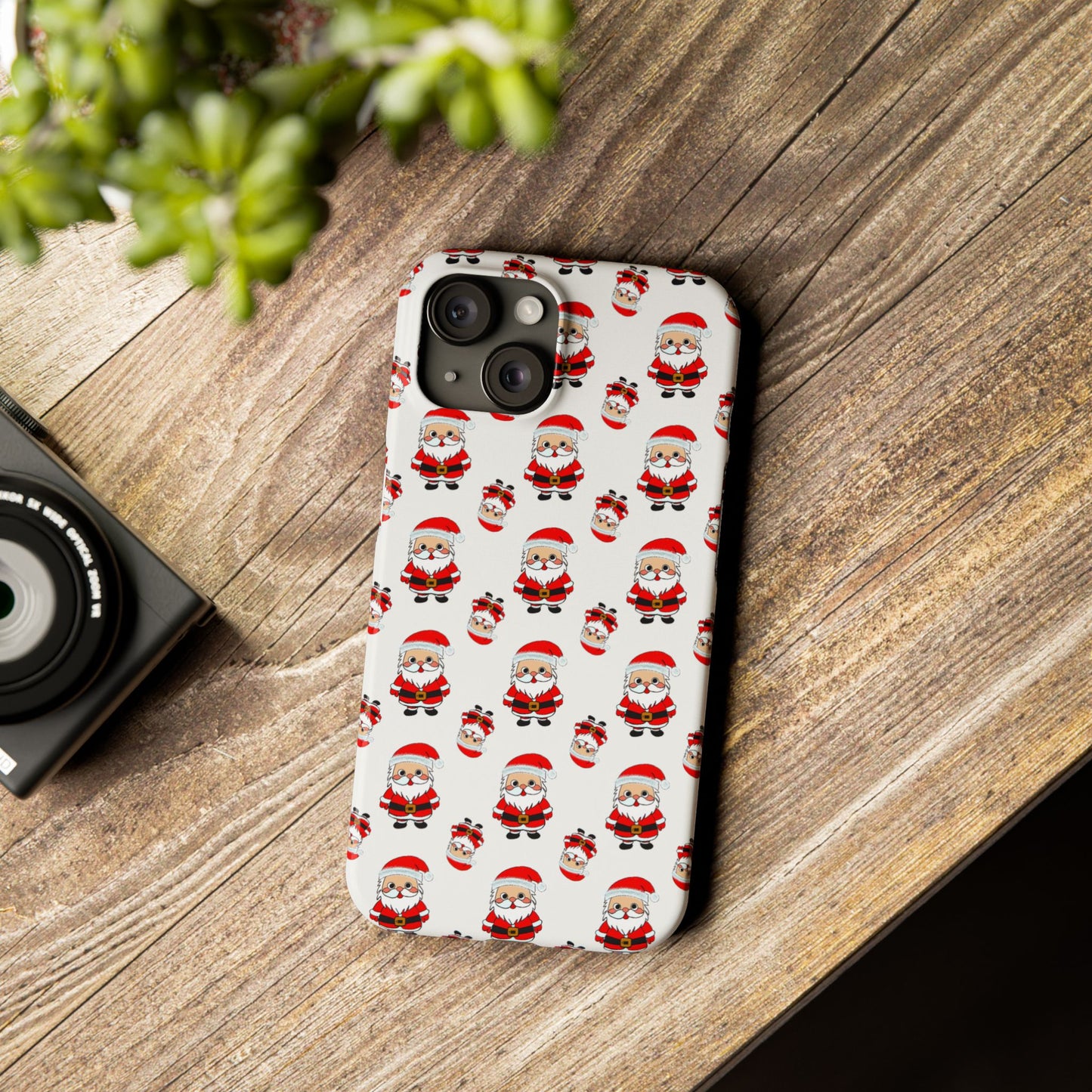 Slim Phone Cases - Cute Santa Cartoon, Festive Holiday Cellphone Covers, Christmas Santa Phone cover