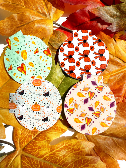 4 Pack of Halloween Themed Round Magnetic Bookmarks - Approx 2.5 x 2.25 inches