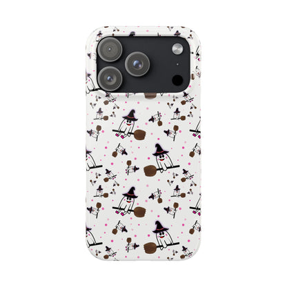 Slim Phone Cases - Spooky Cute Ghost on Broom Halloween Design, Ghostly Phone Cover, Halloween Phone Accessories, Ghost Lover Gift,