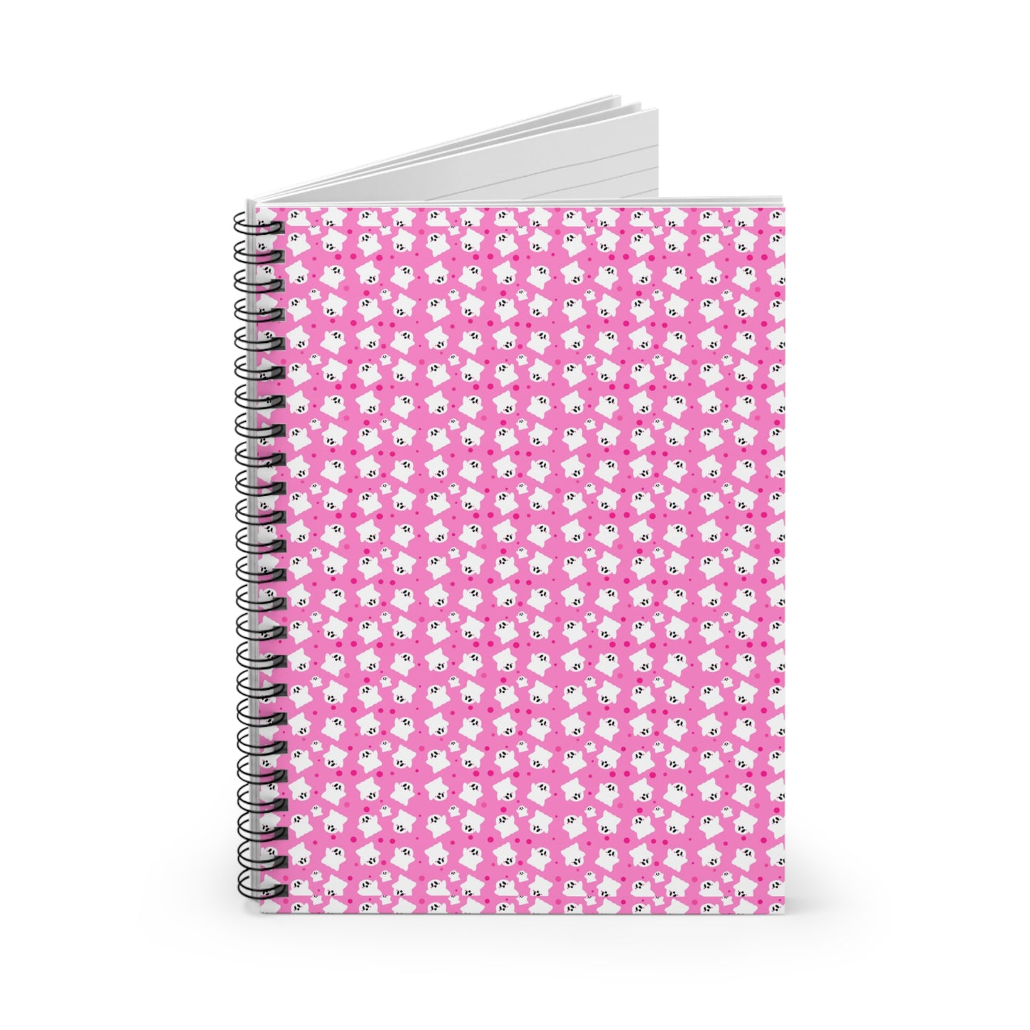 Cute Pink Ghost Spiral Notebook - Ruled Line, Journal, Notepad, Stationery, Back to School Supply