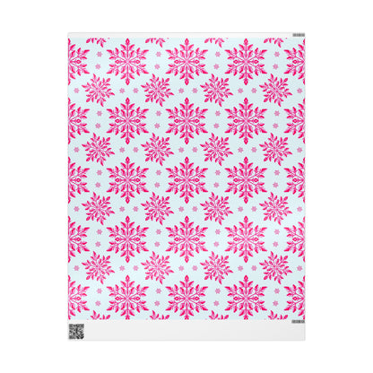 Pink Snowflake Wrapping Paper, Holiday Gift Wrap, Seasonal Packaging, Cute Winter Wrap, Party Supplies, Festive Decor