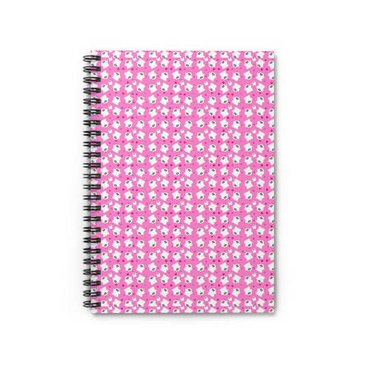 Cute Pink Ghost Spiral Notebook - Ruled Line, Journal, Notepad, Stationery, Back to School Supply