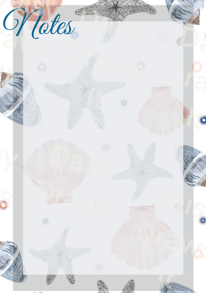 Down By The Seashore A5 Planner Inserts | 48-Piece Coastal 6-Hole Punched Planner Refill