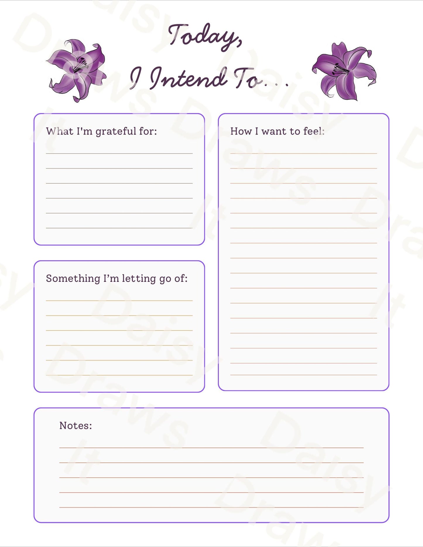 Lillies Planner Inserts – 35 Pack Blank / To-Do Pages / Undated Planner Pages / Cute Floral Stationery