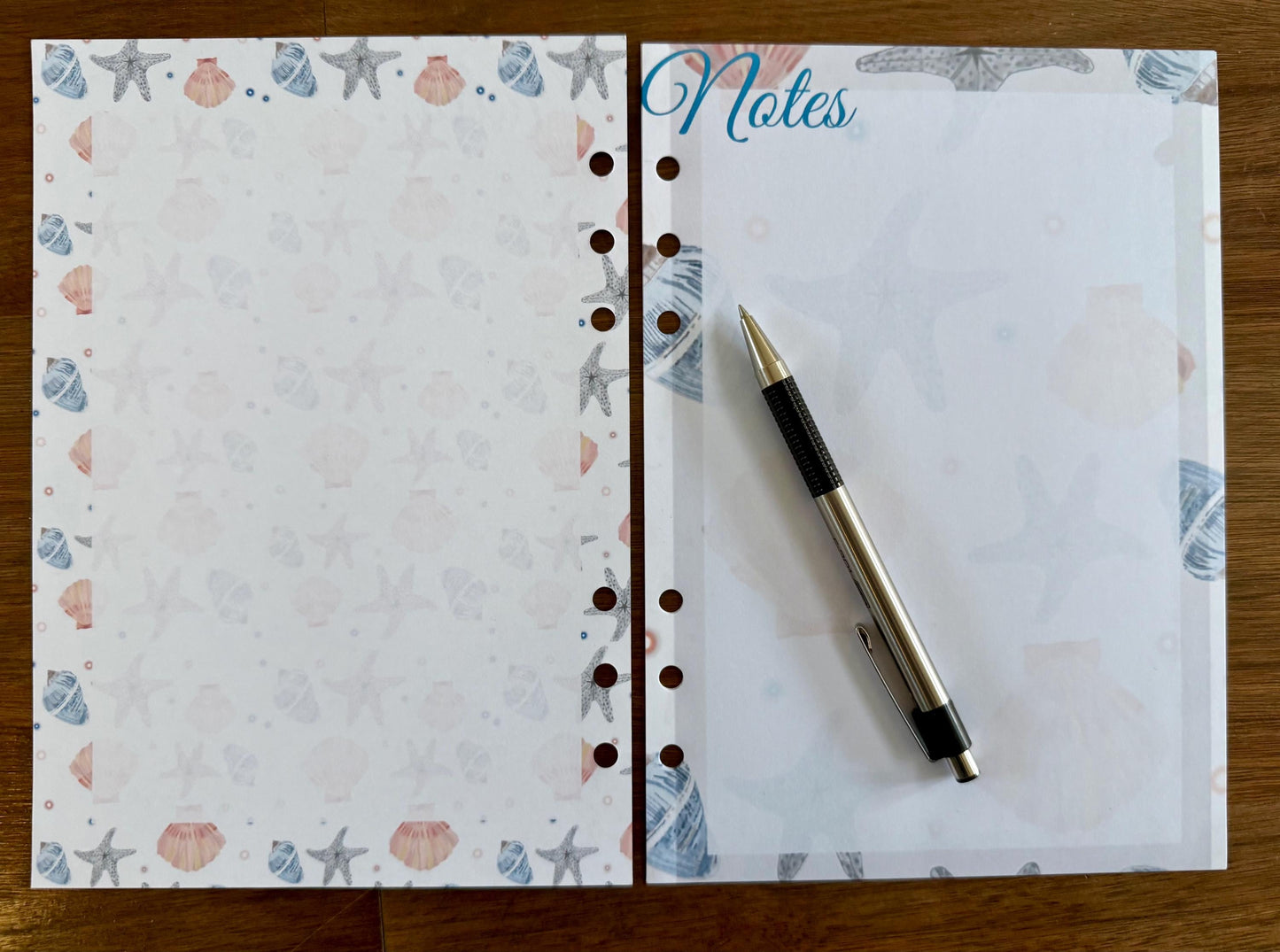 Seashells A5 Planner/ Notepad Inserts - pack of 25