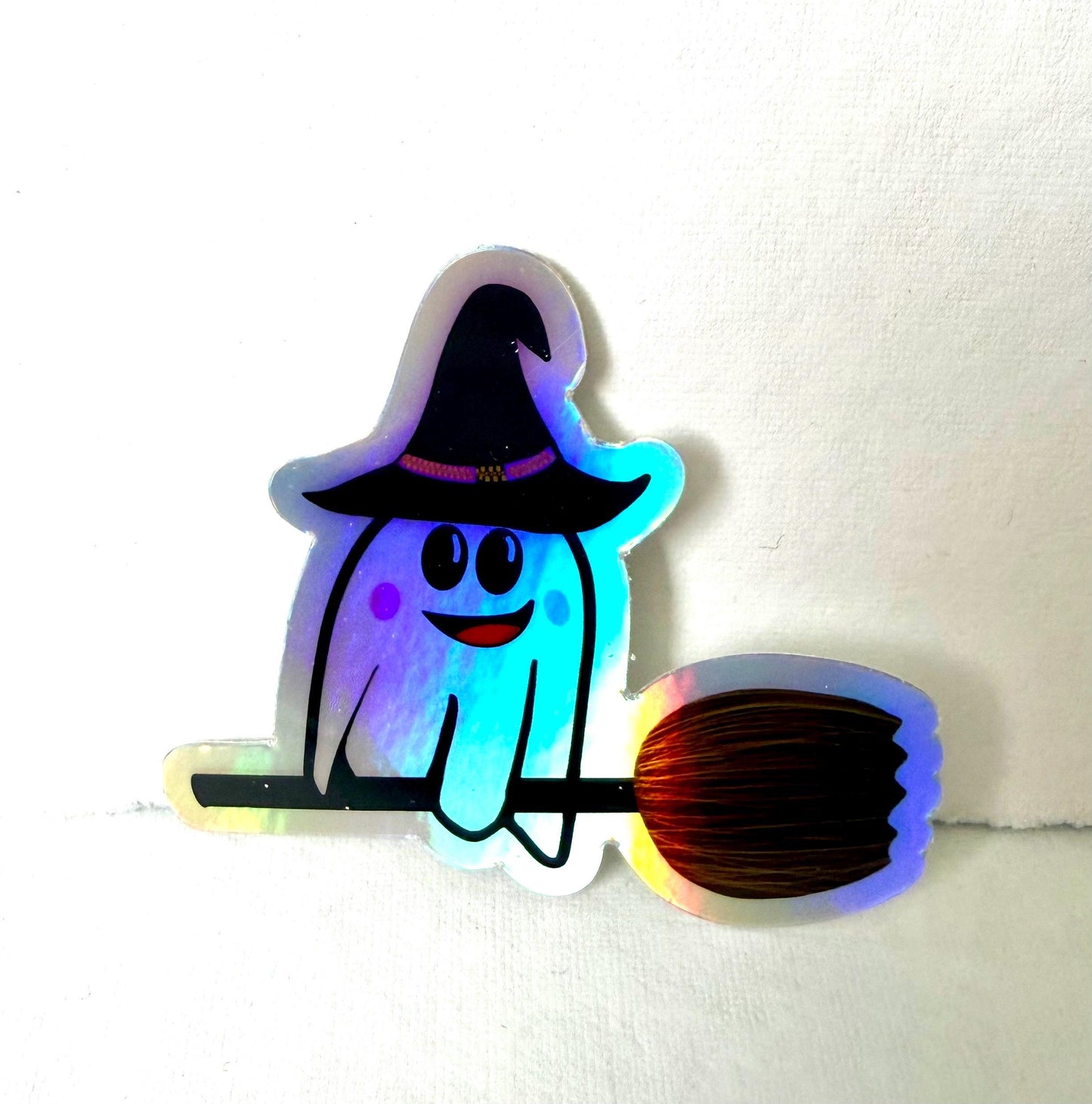 Holographic Ghost on a Broom Sticker - 3” x 2.74”