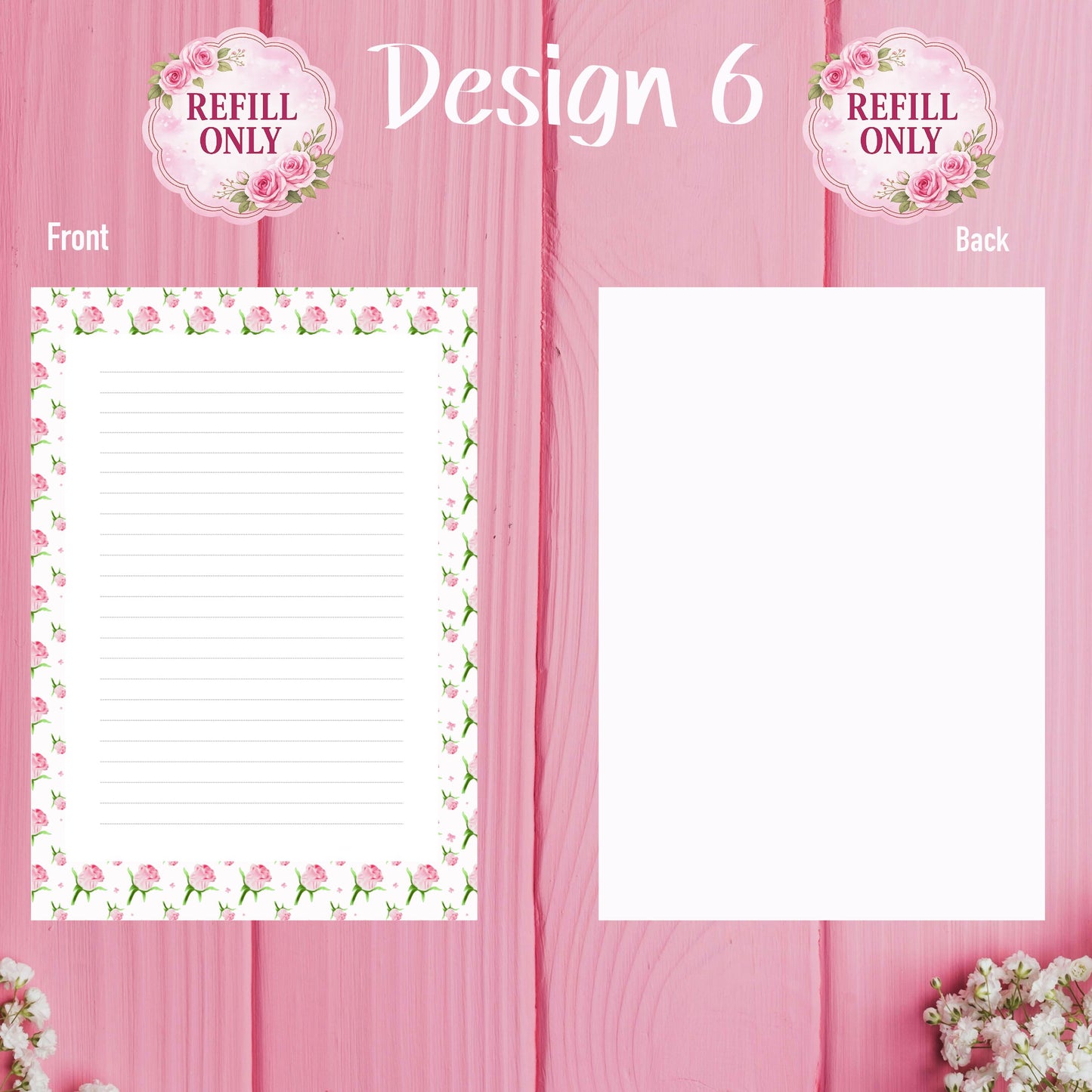 Pink Rose Planner Inserts – Refill ONLY - 25 pages