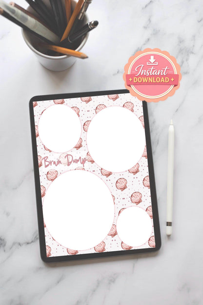 Digital Stationery for iPad | Notability & GoodNotes Paper Pack | seashell Digital Notes | Printable iPad Planner Pages | Instant Download