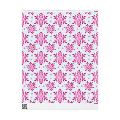 Pink Snowflake Wrapping Paper, Holiday Gift Wrap, Seasonal Packaging, Cute Winter Wrap, Party Supplies, Festive Decor