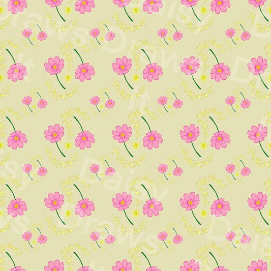 Seamless Digital Pattern | Phone Wallpaper Download | Aesthetic Background | Daisy flower Pattern for iPhone, Android, iPad & More