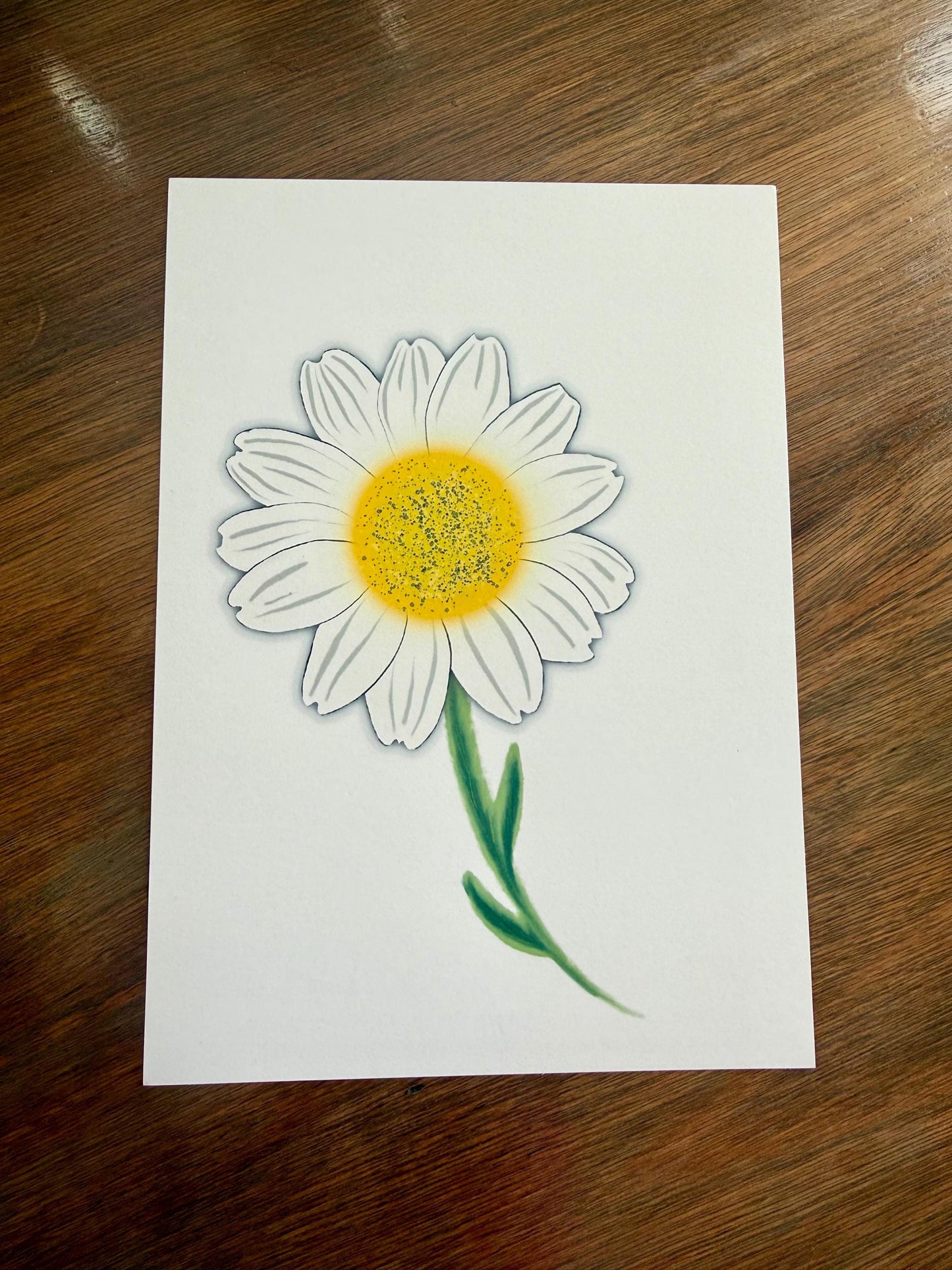 Daisy Floral Art Print – Matte Cardstock Wall Art | Bedroom, Nursery & Living Room Decor | Ready-to-Frame Artwork