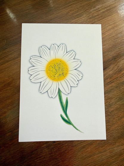 Daisy Floral Art Print – Matte Cardstock Wall Art | Bedroom, Nursery & Living Room Decor | Ready-to-Frame Artwork