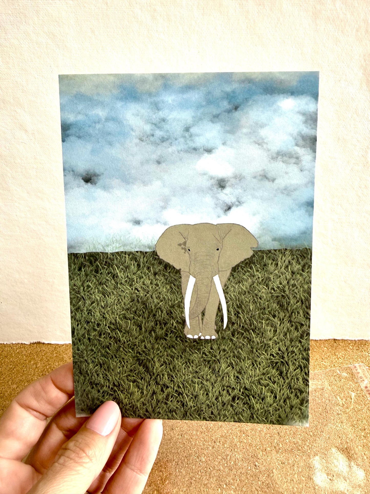Original Art -  Elephants of Kenya . [ 4.5 x 6.5  ] cardstock : perfect for gallery wall for home or office decor !