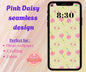 Seamless Digital Pattern | Phone Wallpaper Download | Aesthetic Background | Daisy flower Pattern for iPhone, Android, iPad & More