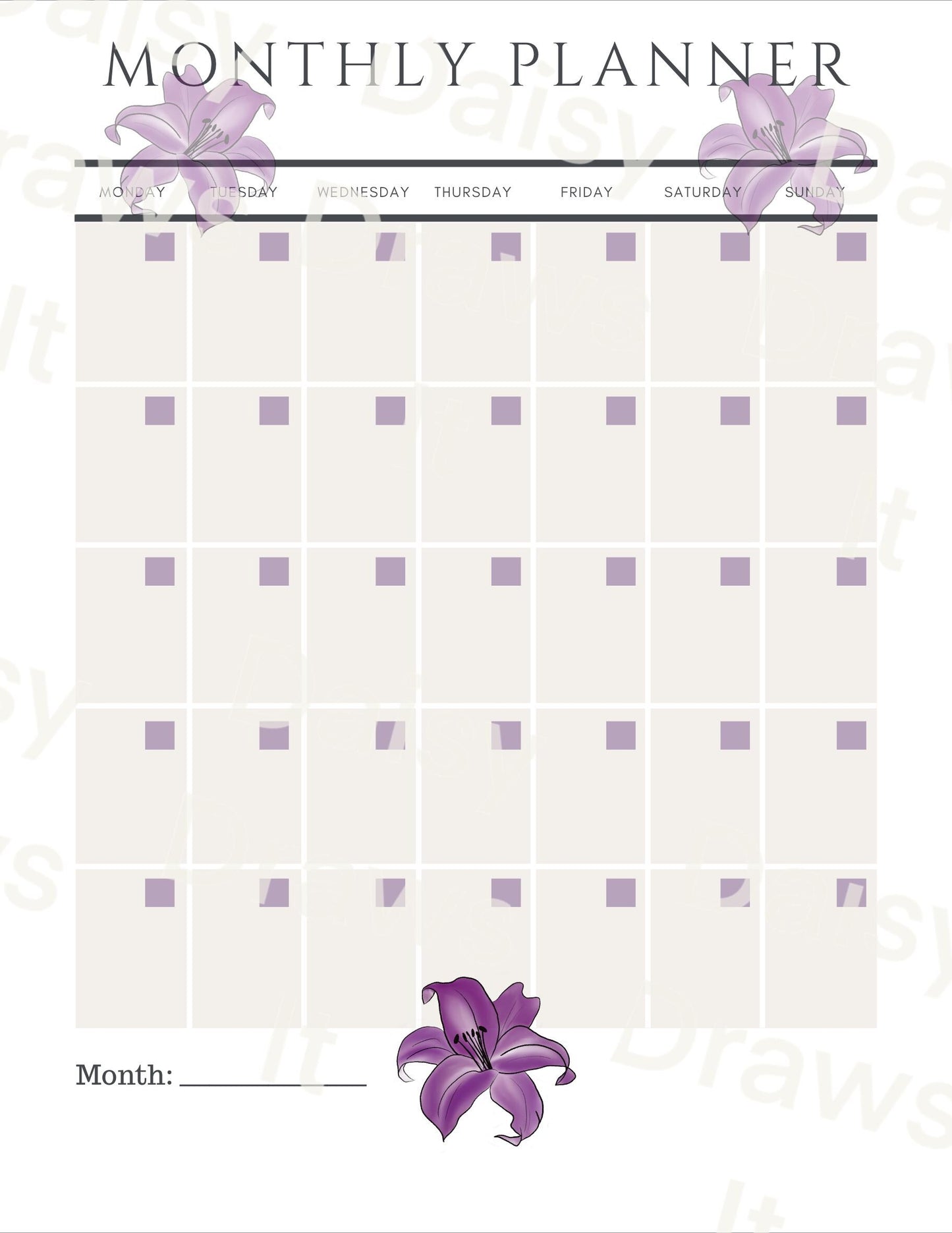 Lillies Planner Inserts – 35 Pack Blank / To-Do Pages / Undated Planner Pages / Cute Floral Stationery