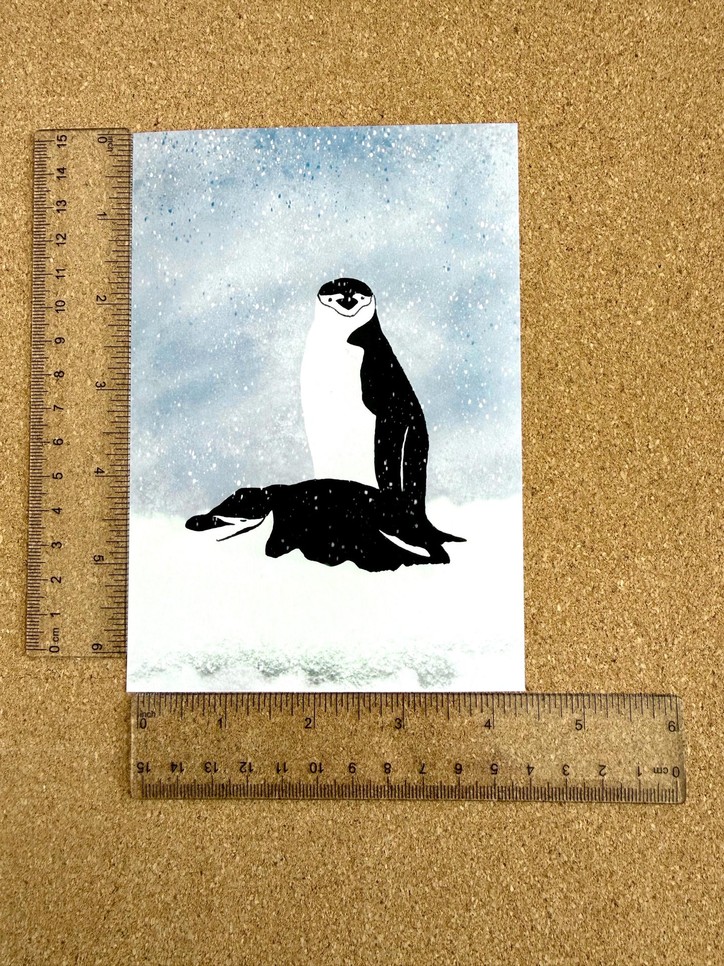 Original Art - penguins of Antarctica . [ 4.5 x 6.5  ] cardstock : perfect for gallery wall for home or office decor !
