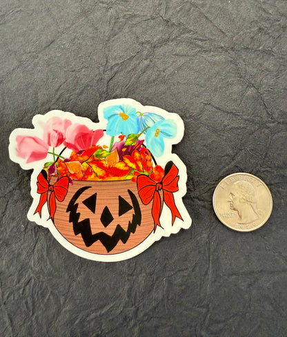 Halloween Basket Sticker - 3” x 2.77”