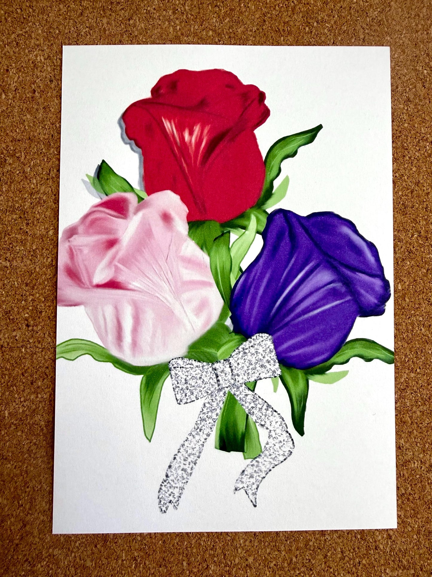 Rose bouquet print of original art- cardstock : perfect for gallery wall for home or office decor !