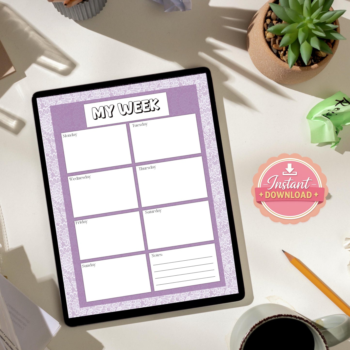 Lace Digital Stationery for iPad | Notability & GoodNotes Paper Pack | Digital Notes | Printable iPad Planner Pages | Instant Download