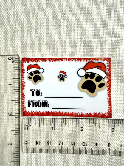 Santa Paws Christmas gift tags with sticker backing - pack of 6