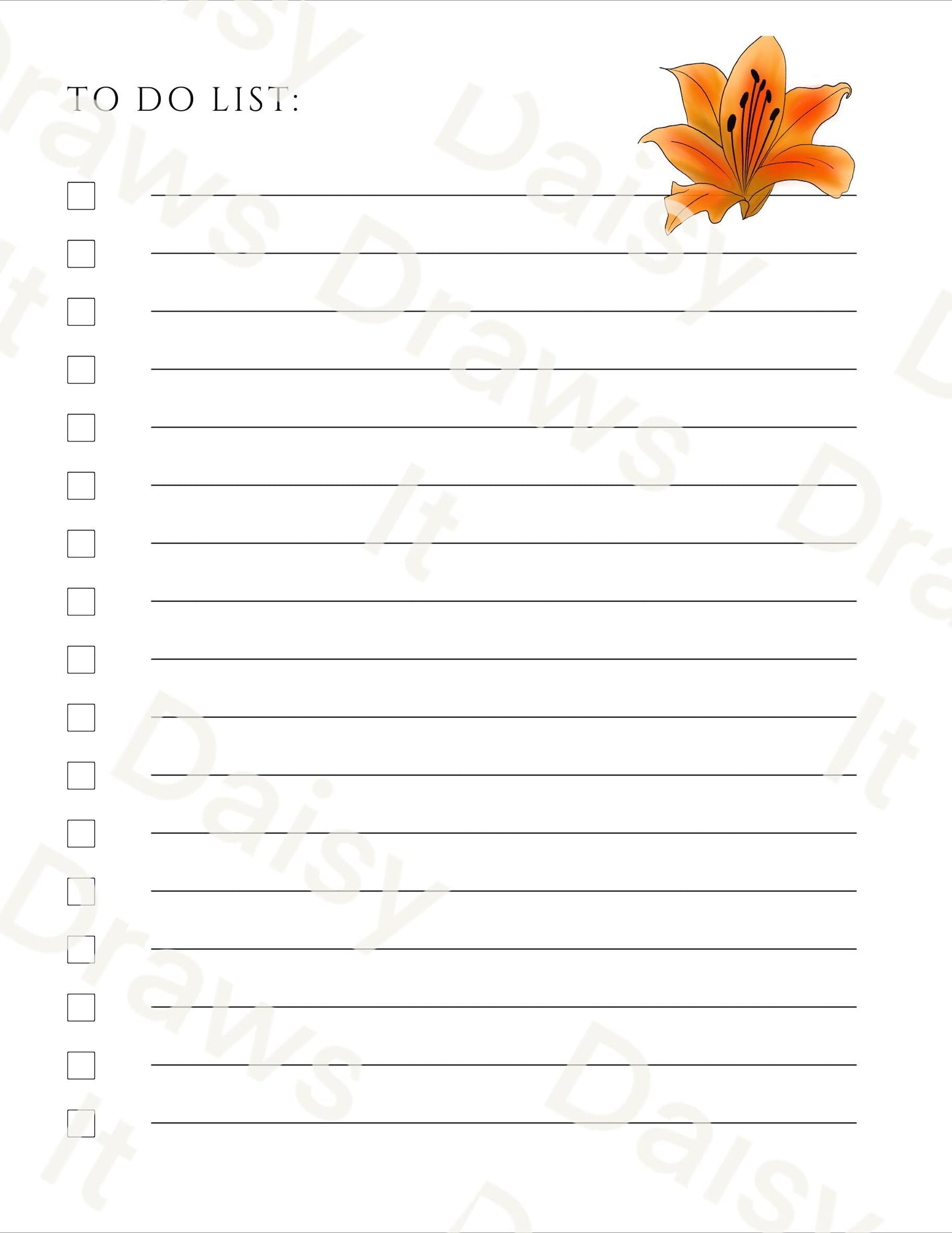 Lillies Planner Inserts – 35 Pack Blank / To-Do Pages / Undated Planner Pages / Cute Floral Stationery