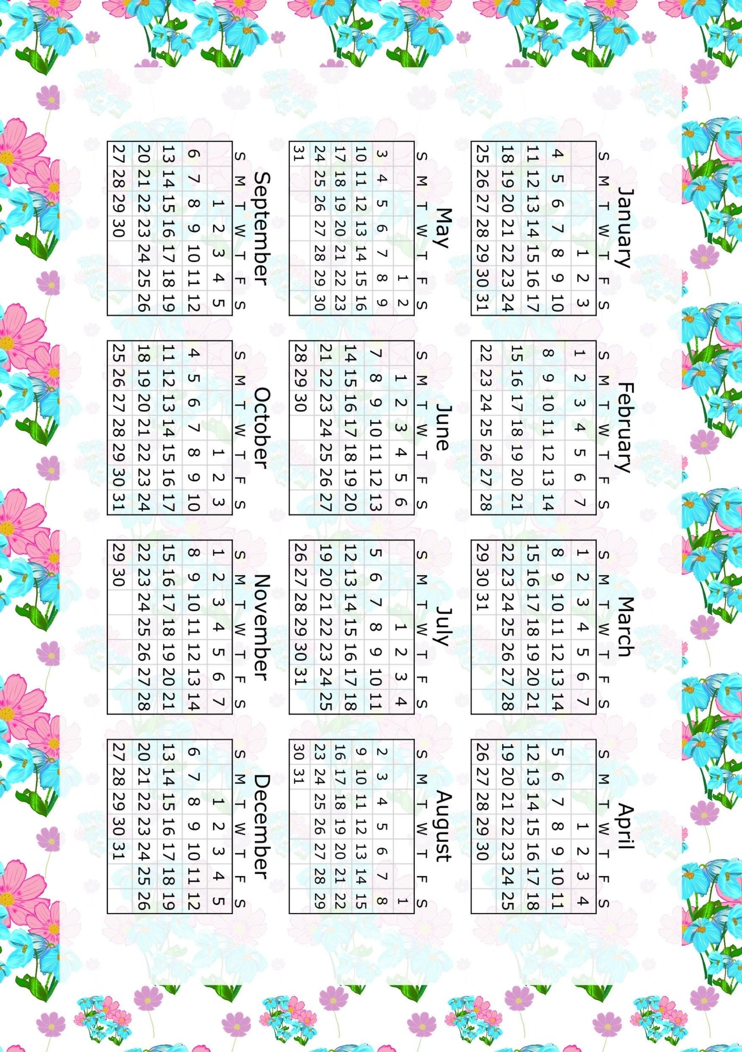 Flower A5 Planner Inserts – To-Do, Blank (60-Pack)