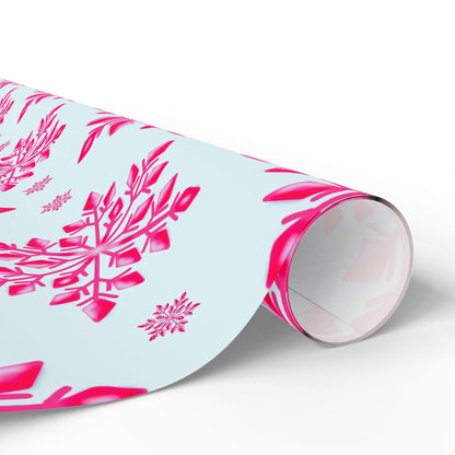 Pink Snowflake Wrapping Paper, Holiday Gift Wrap, Seasonal Packaging, Cute Winter Wrap, Party Supplies, Festive Decor
