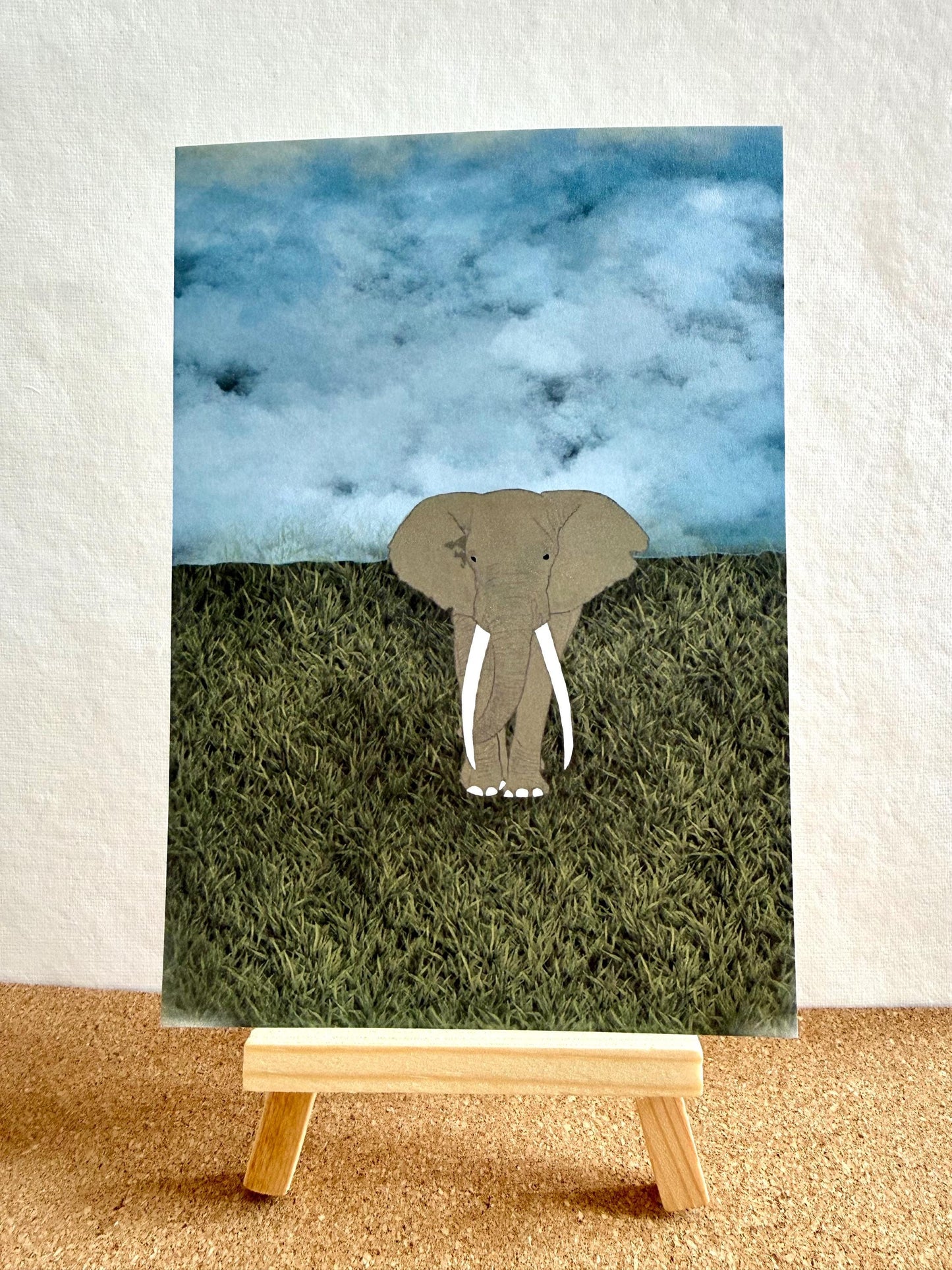 Original Art -  Elephants of Kenya . [ 4.5 x 6.5  ] cardstock : perfect for gallery wall for home or office decor !