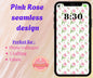 Seamless Digital Pattern | Phone Wallpaper Download | Aesthetic Background | Pink Rose Pattern for iPhone, Android, iPad & More