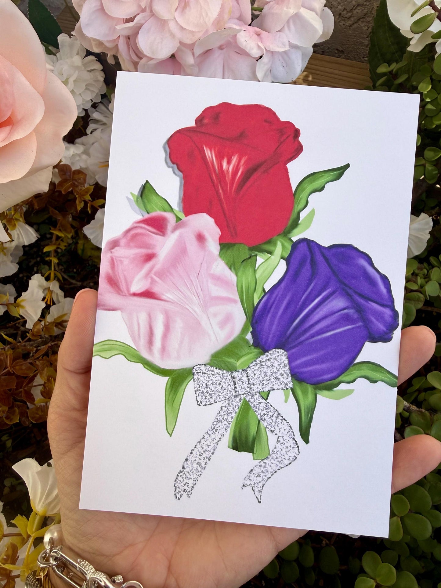 Rose bouquet print of original art- cardstock : perfect for gallery wall for home or office decor !