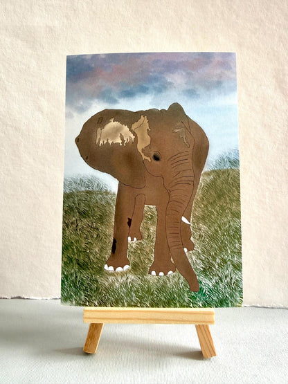 Original Art -  Elephants of Kenya . [ 4.5 x 6.5  ] cardstock : perfect for gallery wall for home or office decor !