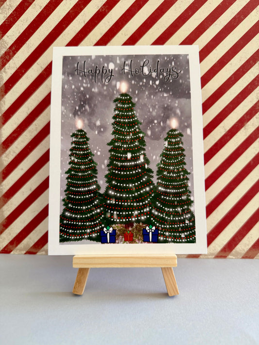 Happy Holidays - Tree Greeting Cards - Pack of 5 w/ Envelopes