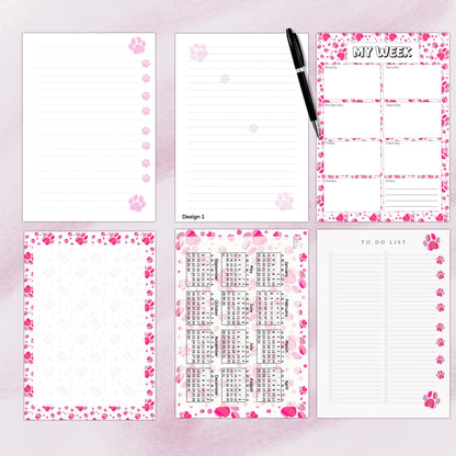Pink Puppy Paw Planner Inserts – To-Do, Blank (40-Pack)
