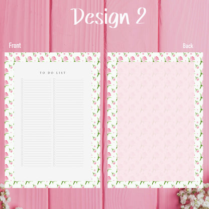 Pink Rose Planner Inserts – 42 Pack Blank / To-Do Pages / Undated Planner Pages / Cute Floral Stationery
