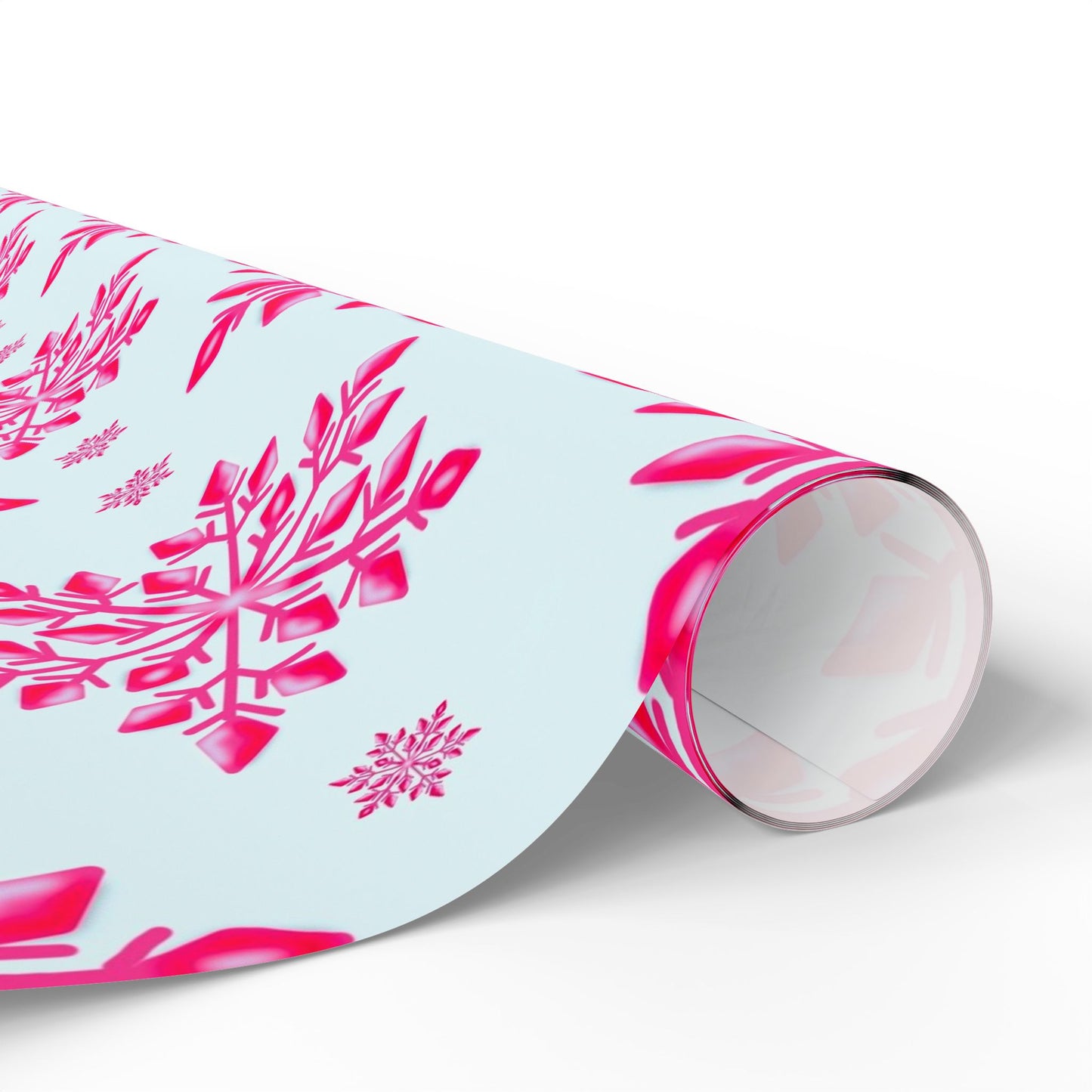 Pink Snowflake Wrapping Paper, Holiday Gift Wrap, Seasonal Packaging, Cute Winter Wrap, Party Supplies, Festive Decor