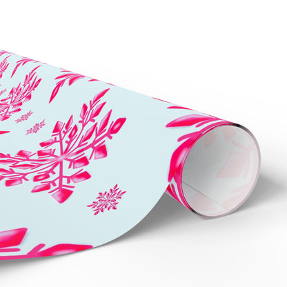 Pink Snowflake Wrapping Paper, Holiday Gift Wrap, Seasonal Packaging, Cute Winter Wrap, Party Supplies, Festive Decor