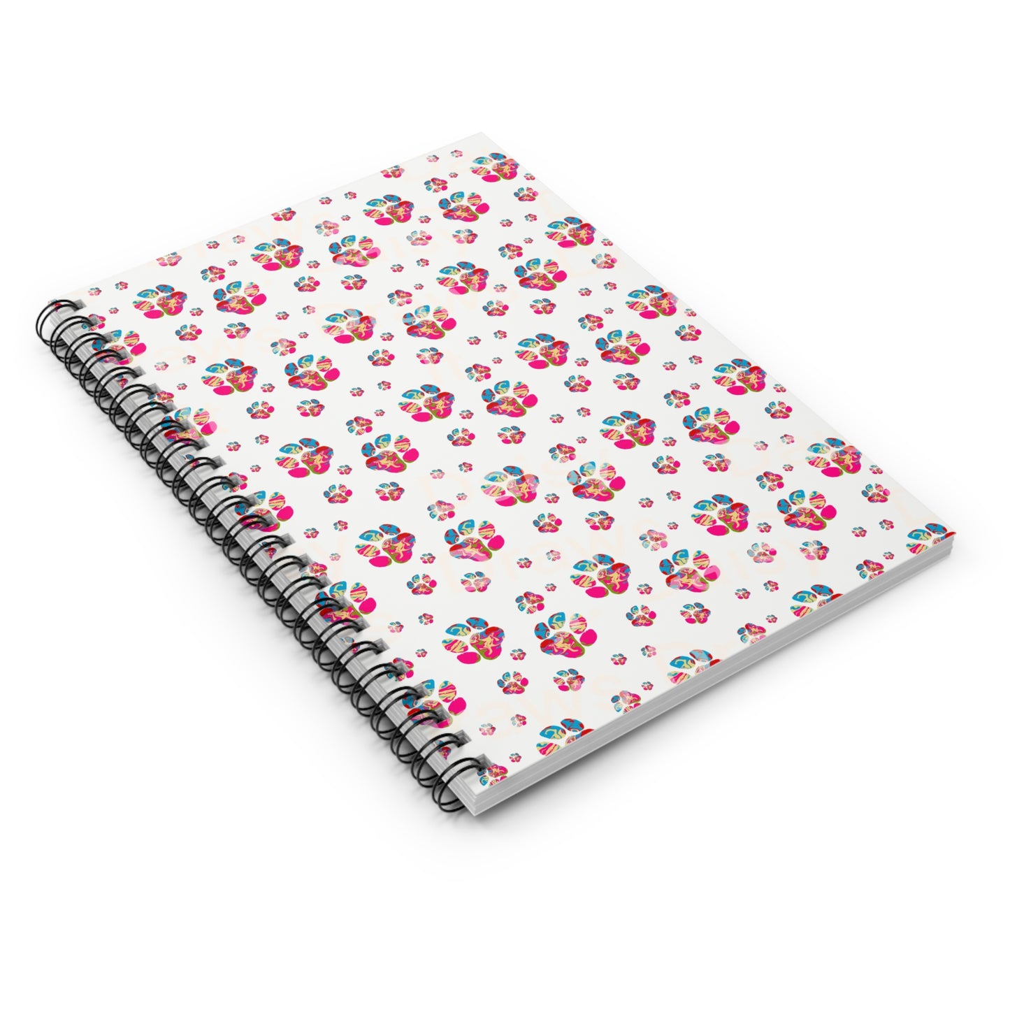 Tie-Dye Dog Paw Print Notebook, Spiral Journal, Cute Puppy Lover Gift, Ruled Line Notepad, Colorful Dog Mom Stationery, Pet Owner Planner